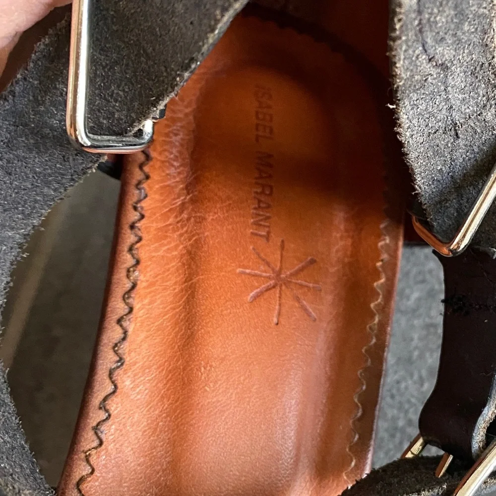 Isabel Marant black strappy high heel sandals Sz 38 leather - Picture 6 of 7